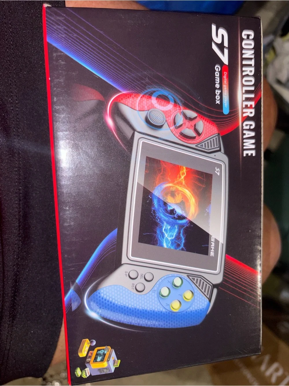 Handheld Game Console - Black & Blue Portable Gaming